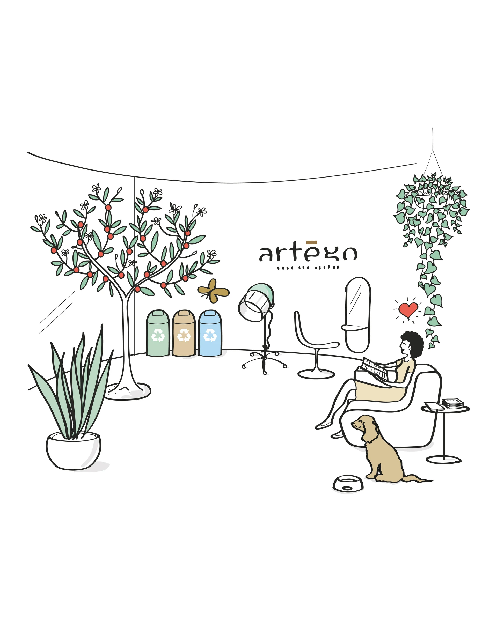 Artégo salon: professional styling environment illustration